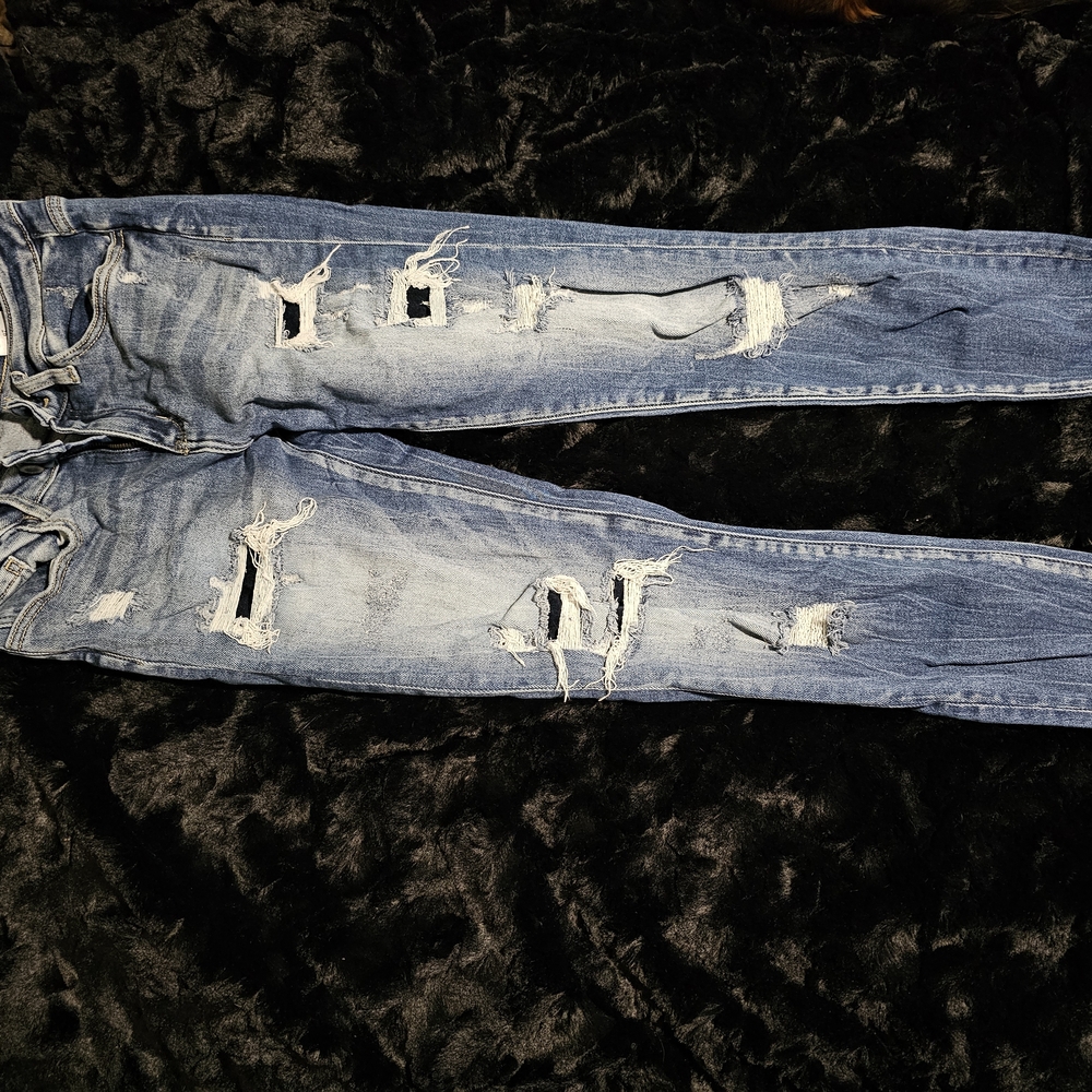 Distressed Blue Jeans